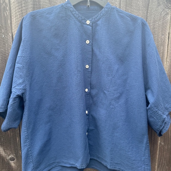 Blue button up blouse - Picture 1 of 5
